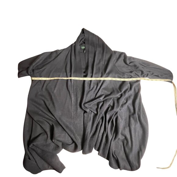 Lauren Ralph Lauren Draped Cardigan Sweater Navy 2X Silk & Cashmere Open Front - Picture 8 of 8